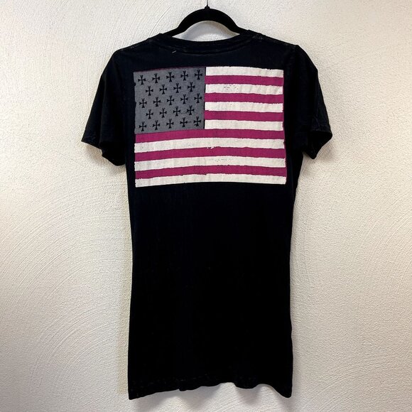 NWT Afflictions American Customs Roam Black American Flag Tee Sz M - Picture 2 of 2